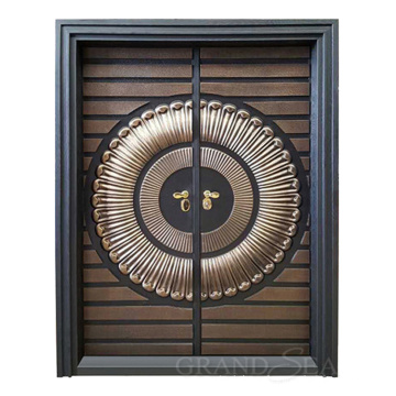 Typical palace style cheap and fine villa security steel double swing doors